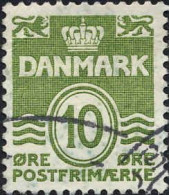 Danemark Poste Obl Yv: 336A Mi:328x Postfrimærke Chiffre Sous Couronne (cachet Rond) - Usati
