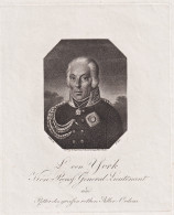 L. Von York - Ludwig Yorck Von Wartenburg (1759-1830) Preußen Feldmarschall Ritter Des Roten Adlerordens Port - Prints & Engravings