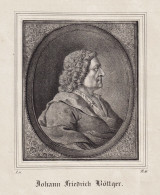 Johann Friedrich Böttger - Johann Friedrich Böttger (1682-1719) Meissen Porzellan Alchemist Chemiker Erfinde - Stiche & Gravuren