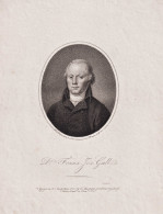 Dr. Franz Jos. Gall - Franz Joseph Gall (1758-1828) Arzt Mediziner Phrenologe Phrenologie Neuroanatomist Physi - Stiche & Gravuren