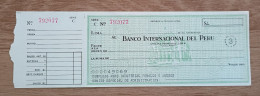 Peru Bank Check , Banco Internacional Del Peru Lima - Perú