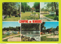 77 NEMOURS Le Camping ACCCF En 6 Vues De 1974 Au Bord Du Loing Caravanes Portique Balançoire Cheval De Bois Renault R16 - Nemours