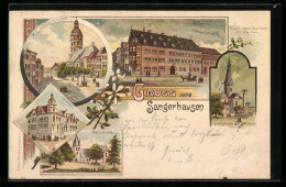 Lithographie Sangerhausen, Kreishaus, Neues Schloss Und Amtgericht, Markt  - Sangerhausen