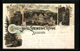 Lithographie Hasserode, Hotel Steinerne Renne Th. Niewerth, Ottofels, Rehe  - Other & Unclassified