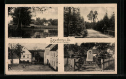 AK Zeuckritz I. Sa., Gasthof Zur Linde, Kriegerdenkmal  - Other & Unclassified
