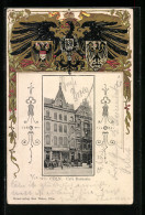Passepartout-Lithographie Köln-Neustadt, Cafe Borussia Mit Passanten, Wappen, Reichsadler  - Other & Unclassified