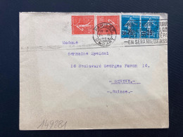 LETTRE Pour La SUISSE TP SEMEUSE 50c X2 + 30c Surch.25c X2 OBL.MEC.21 XII 1926 PARIS RP DEPART - 1921-1960: Période Moderne