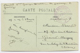 SEINE ET OISE  CARTE CACHET VIOLET COMMISSION MILITAIRE  DE GARE JUVISY 1919 - Guerra Del 1914-18