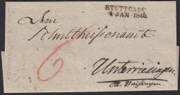 Württemberg 1842 Umschlag Doppelverwndung Stuttgart L2 Waiblingen L1  (15979 - Other & Unclassified
