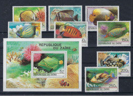 ● 1980 ZAIRE ֍ Pesci Tropicali ֍ Animali ● Mare ● Fauna Selvatica ● 8 V + BF ** ● Lotto N. 1770 ● - Nuovi