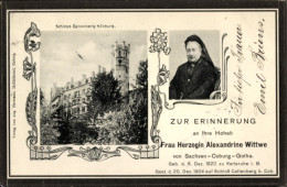 CPA Duchesse Alexandrine Witwe Von Saxe Coburg Gotha, Schloss Callenberg, Trauerkarte Zum Tod - Koninklijke Families