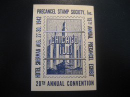 CHICAGO Illinois 1942 Hotel Sherman Convention Poster Stamp Vignette USA Label - Andere & Zonder Classificatie