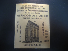 CHICAGO Illinois 1938 Hotel Lasalle Poster Stamp Vignette USA Label - Altri & Non Classificati