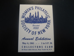 NEW YORK 1961 Women's Philatelic Society Poster Stamp Vignette USA Label - Andere & Zonder Classificatie