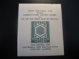 CHICAGO Illinois 1954 Austin Philatelic Club Lions Building Poster Stamp Vignette USA Label - Autres & Non Classés