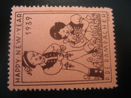 P. DE RAMPACHER 1939 Happy New Year Poster Stamp Vignette USA Label - Andere & Zonder Classificatie