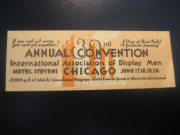 CHICAGO Hotel Stevens 32 Annual Convention Display Men Poster Stamp Vignette USA Label - Autres & Non Classés
