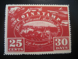 COIN STAMP The National Bellas Hess Life Insurance Co. 25C 30 Days Poster Stamp Vignette USA Label - Other & Unclassified