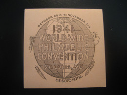 ST. LOUIS Michigan 1941 Worldwide Philatelic Convention Map Geography Poster Stamp Vignette USA Label - Sonstige & Ohne Zuordnung