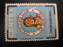 SEATTLE Washington 1962 Phil Expo Collectors Club Native Indian Slight Faults Poster Stamp Vignette USA Label - Autres & Non Classés