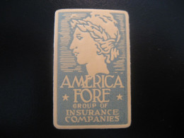 AMERICA FORE Group Of Insurance Companies Poster Stamp Vignette USA Label - Altri & Non Classificati