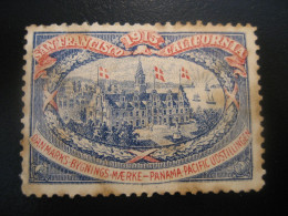SAN FRANCISCO California 1915 Denmark Panama Slight Faults Poster Stamp Vignette USA Label - Autres & Non Classés