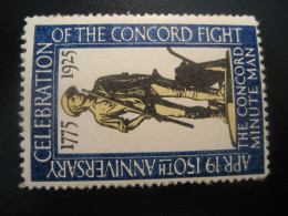 THE CONCORD MINUTE MAN 1775 1925 Fight Poster Stamp Vignette USA Label - Autres & Non Classés