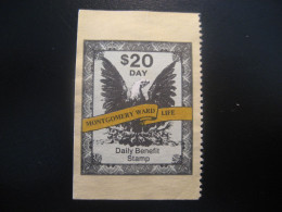 MONTGOMERY WARD LIFE Daily Benefit Stamp 20$ Day Eagle Poster Stamp Vignette USA Label - Autres & Non Classés
