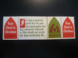 Keep Christ In Christmas 4 Poster Stamp Vignette USA Label - Christentum