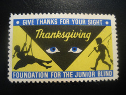 Foundation For The Junior Blind Sight Handicap Health Sante Poster Stamp Vignette USA Label - Behinderungen