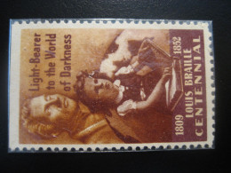 LOUIS BRAILLE Light Bearer Darkness 1809 1852 Blind Health Sante Handicap Poster Stamp Vignette USA Label - Handicaps
