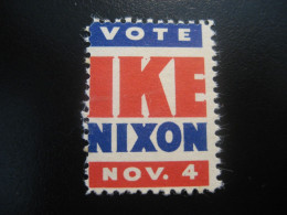 NIXON Vote Ike Little Poster Stamp Vignette USA Label - Autres & Non Classés