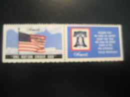 AMVETS One Nation Under God Flag Flags Drapeau Drapeaux + Bell 2 Poster Stamp Vignette USA Label - Other & Unclassified