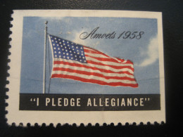 AMVETS 1958 I Pledge Allegiance Flag Flags Drapeau Drapeaux Poster Stamp Vignette USA Label - Andere & Zonder Classificatie