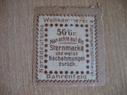 BAHRENFELD North German Wool Combing Worsted Spinning 50 Gr. Sternmarke Label Vignette Local Private Stamp GERMANY - Andere & Zonder Classificatie