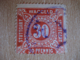 STUTTGART Waggeld 30 Pf Orange Red Local Revenue Fiscal Privat Stamp GERMANY - Private & Lokale Post