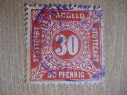 STUTTGART Waggeld 30 Pf Hard Red Local Revenue Fiscal Privat Stamp GERMANY - Postes Privées & Locales
