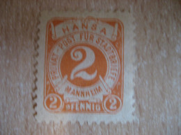 MANNHEIM 1886 Hansa 2 Pf Michel B1 Privat Private Local Stamp GERMANY - Private & Lokale Post