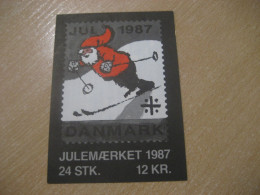 DENMARK 1987 Ski Skiing Cat Julemaerket Booklet Christmas 24 Poster Stamp Vignette (3 Sheet X 8 Label) - Libretti