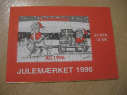 DENMARK 1996 Dog Sleigh Sled Julemaerket Booklet Christmas 24 Poster Stamp Vignette (3 Sheet X 8 Label) - Carnets