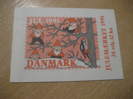 DENMARK 1991 Gnome Mythology Mushroom Julemaerket Booklet Christmas 24 Poster Stamp Vignette (3 Sheet X 8 Label) - Libretti