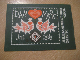DENMARK 1989 Bird Birds Julemaerket Booklet Christmas 24 Poster Stamp Vignette (3 Sheet X 8 Label) - Carnets