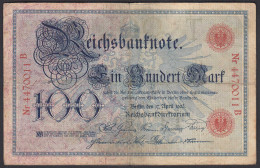 Reichsbanknote 100 Mark 1903 UDR T Serie B Ro 20 Pick 22 F (4)   (28277 - Andere & Zonder Classificatie