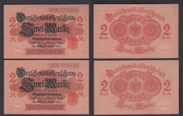 Darlehnskassenschein 2 Stück á 2 MARK 1914 Ro 52c  AUNC (1-) Nummern In Folge - Andere & Zonder Classificatie