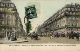 CPA Paris IX Boulevard Des Capucines, Café De La Paix Und Das Grand Hotel - Sonstige & Ohne Zuordnung