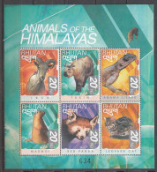 BHUTAN, 1999, Animals Of The Himalayas, Sheetlet,   MNH, (**) - Bhoutan