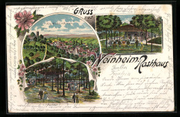 Lithographie Weinheim, Burg Windeck, Weinheim-Rasthaus  - Weinheim