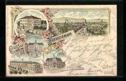 Lithographie Hofgeismar, Hotel Hessischer Hof, Caserne, Rathaus, Postamt  - Hofgeismar