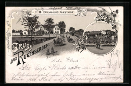Lithographie Rugenbergen, C. H. Reumann`s Gasthof, Garten Und Salon  - Autres & Non Classés