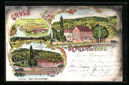 Lithographie Klosterbuch, Gasthof Scheergrund, Aussicht Nach Maylust  - Autres & Non Classés